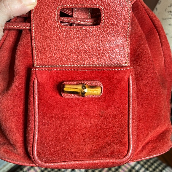 GUCCI bamboo mini backpack red suede leather - Picture 8 of 15